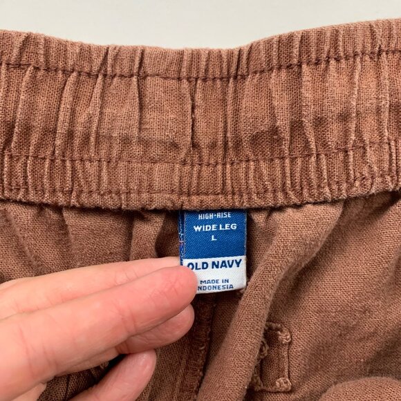 Old Navy Maplewood Brown Linen Blend Wide Leg Lounge Pant L - Picture 6 of 9
